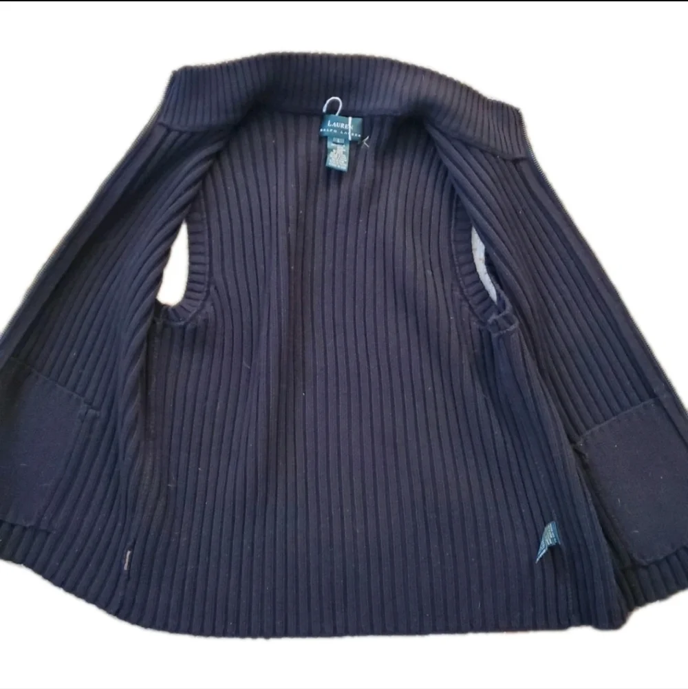 LAUREN RALPH LAUREN Ribbed Mock Neck Full Zip Vest Pockets L - Picture 11 of 11